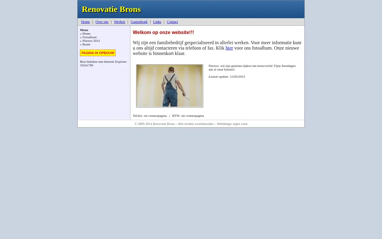 Voorbeeld van een typische verouderde website (fictief)
